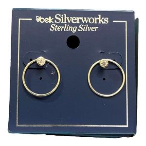 NWT Silverwork Silver Hoop Earrings with Single Jew